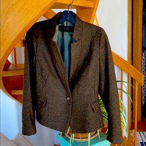 Zara wool tweed blazer with elbow patches